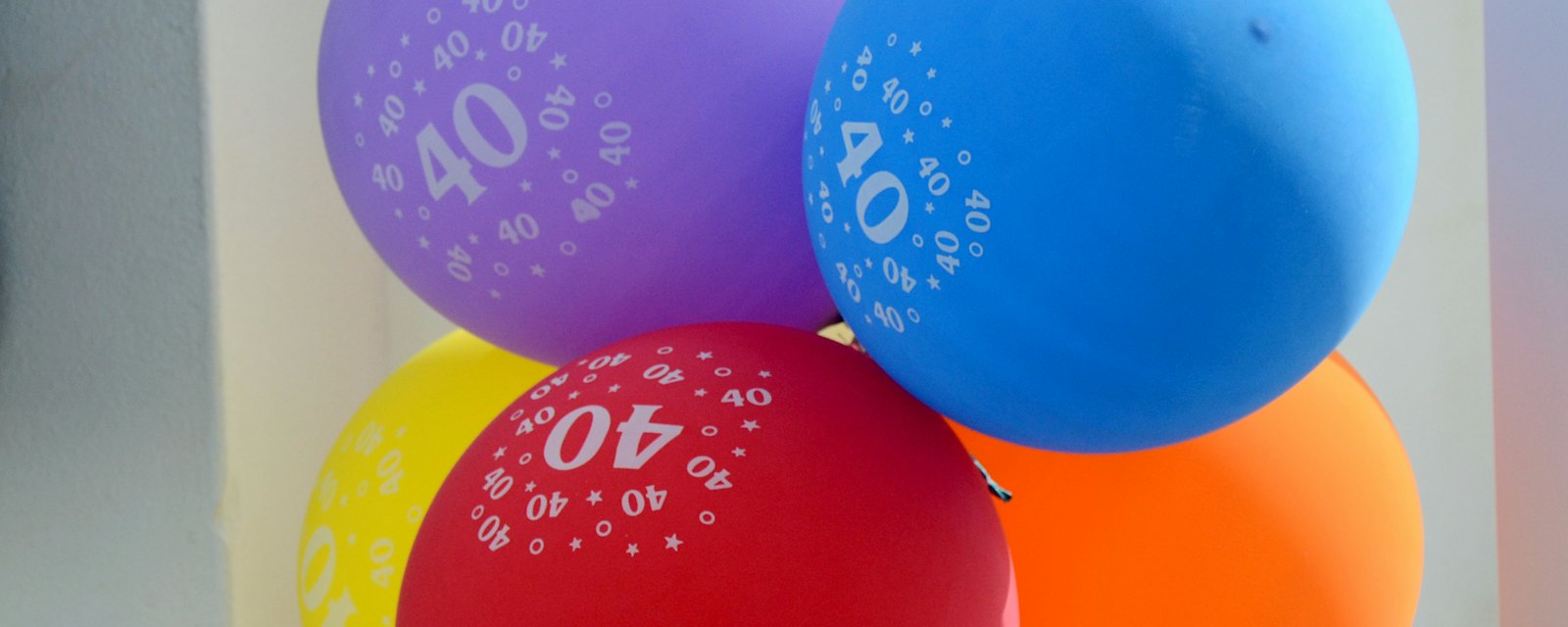Colourful balloons printed with the number 40
