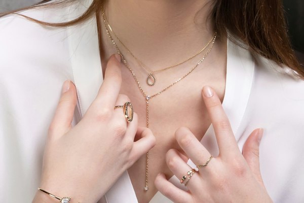 Delicate gold rings and necklace