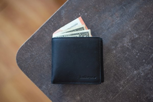 A black leather wallet