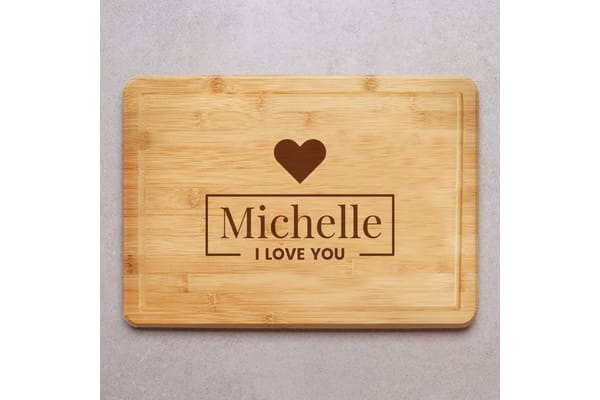 I LOVE YOU Big Heart Personalised Engraved Chopping Board from You Personalise