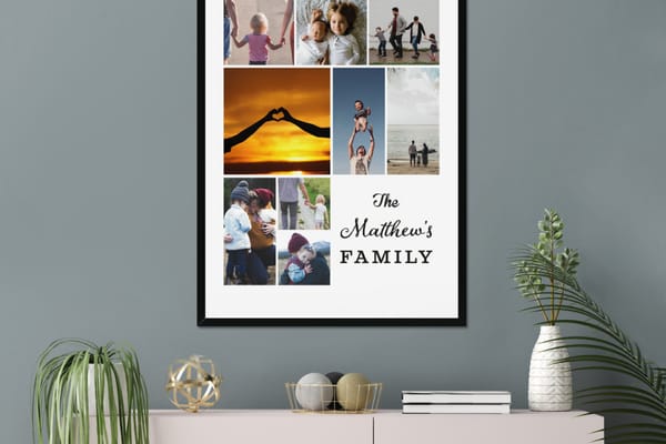 Family photo collage, framed A3 from You Personalise