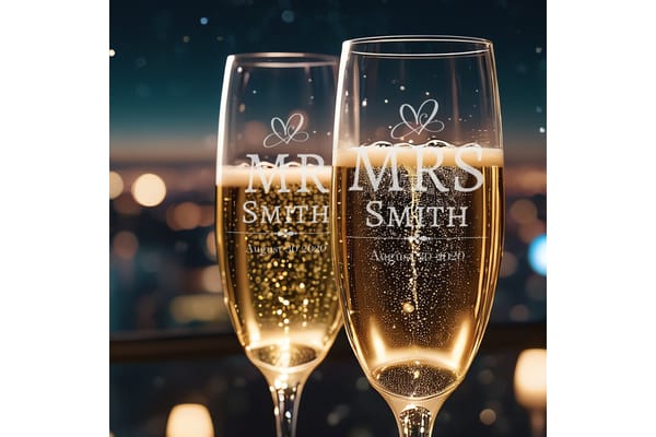 Mr & Mrs Vintage Design Personalised Pair of Champagne Flutes from You Personalise