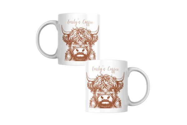 Highland Cow Themed Mug with optional name or message from You Personalise