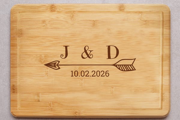 Initials-and-date engraved chopping board from You Personalise