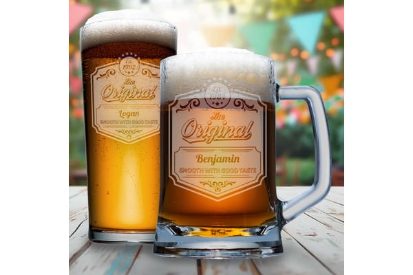 Personalised "The Original" Beer Brand themed  Engraved Glass from You Personalise