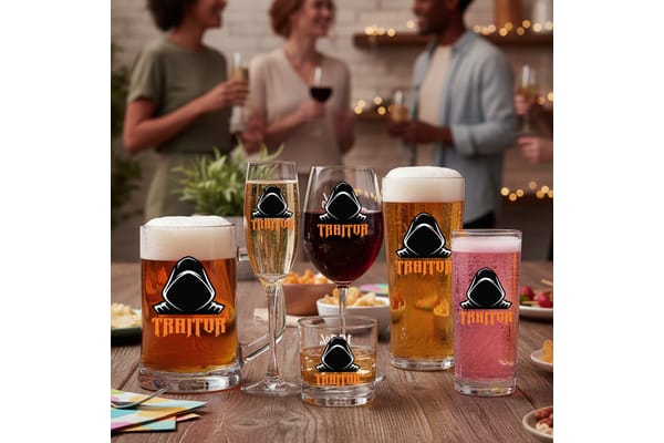 Traitors TV Show Inspired Drinkware with double sided Design from You Personalise