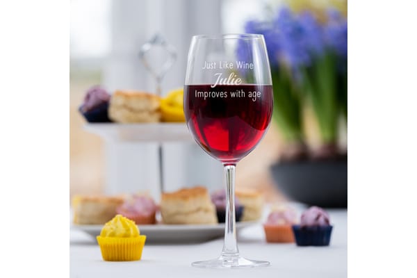 Improves With Age Just Like Wine Personalised Engraved Wine Glass from You Personalise