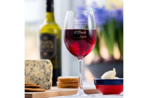 It's Wine O'Clock Again Personalised Name Engraved Wine Glass from You Personalise