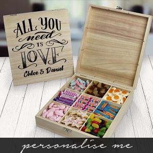 All you need is Love' Wooden Sweet Box - 9 Compartment