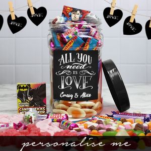 All You Need Is Love Retro Sweet Jar - personalise me.